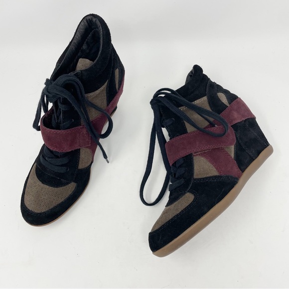 Ash Limited Bowie Wedge Sneaker Suede - Worn once - Size 40 Black Burgundy - Picture 5 of 10